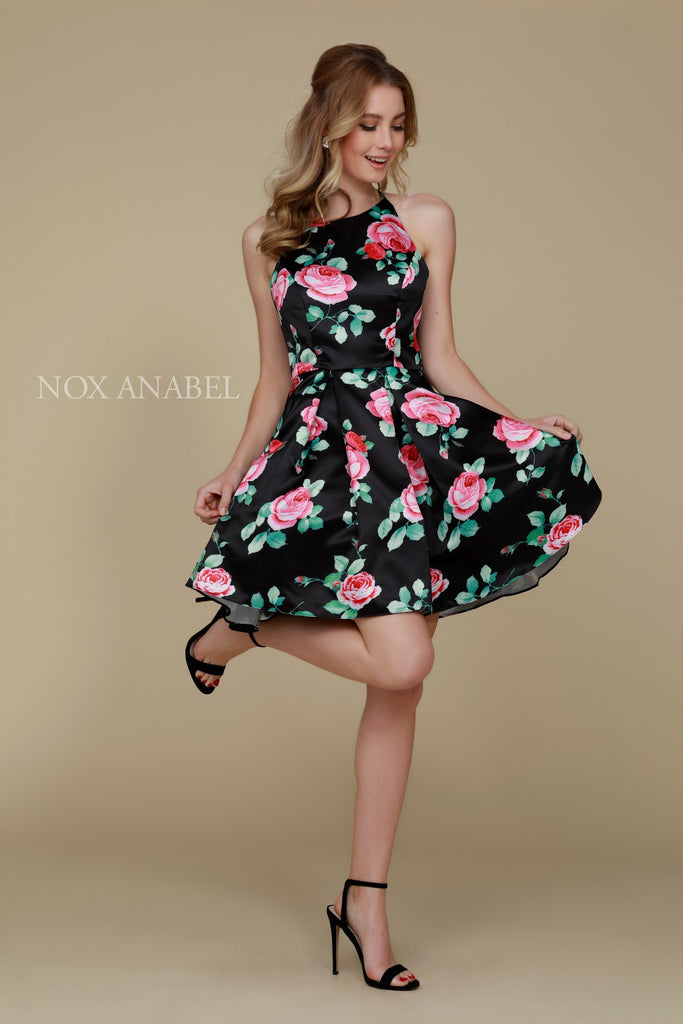 Nox Anabel Q602 Black Floral A-line 