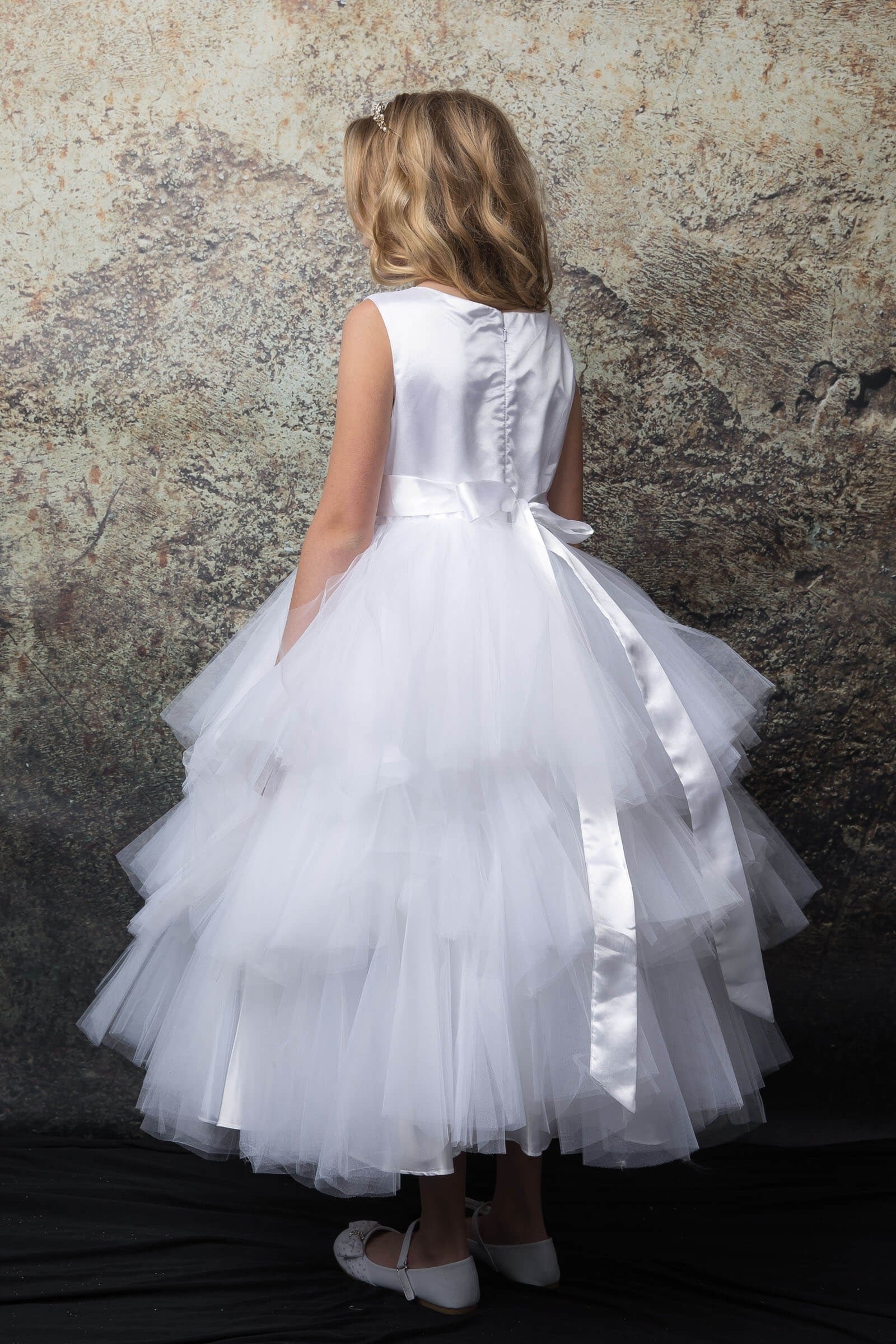 The Lavish Multi-Tiered Tutu Tulle White First Communion Dress 324wh ...