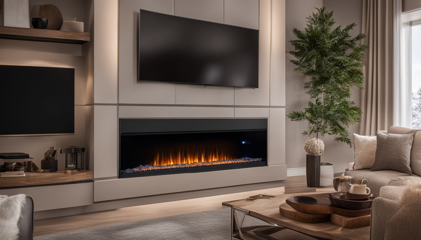 A perfectly fitting electric fireplace insert in a home interior.