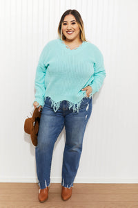 Sew In Love Uptown Girl Full Size Distressed Sweater