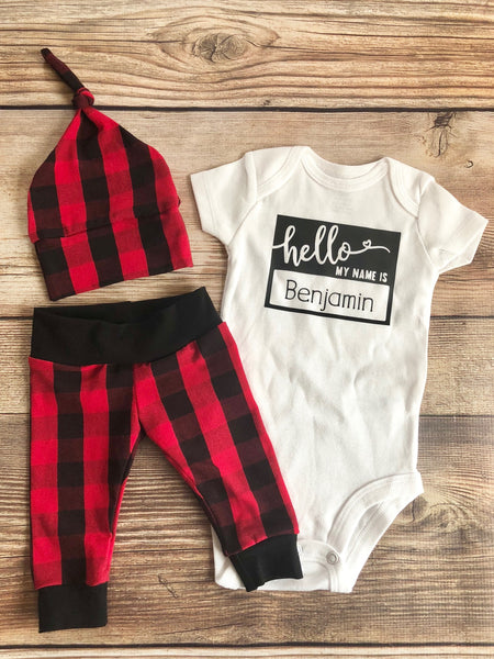 buffalo plaid coming home outfit