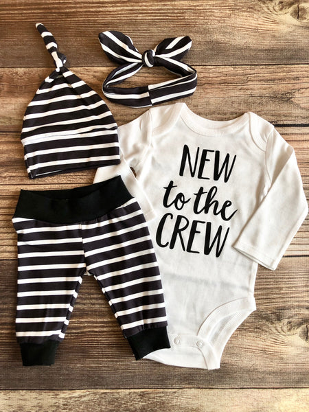 new to the crew newborn outfit