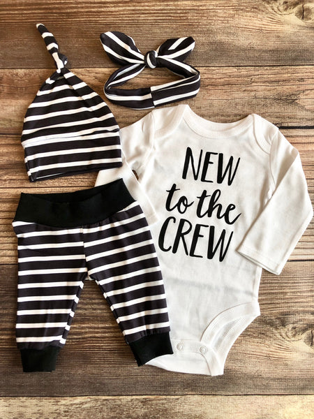 new to the crew baby outfit