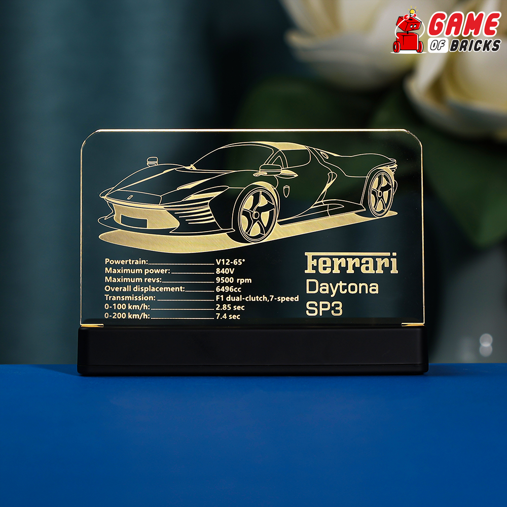 Game of Bricks LED Nameplate for LEGO Ferrari Daytona SP3 42143