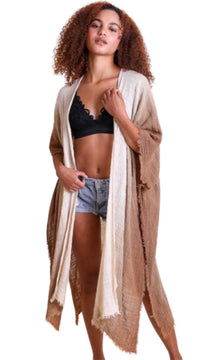 Tan Bohemian Ombre Kimono