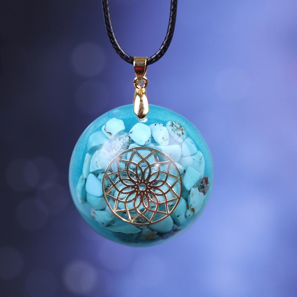 Turquoise Orgonite Pendant Mandala Achamana Achamana