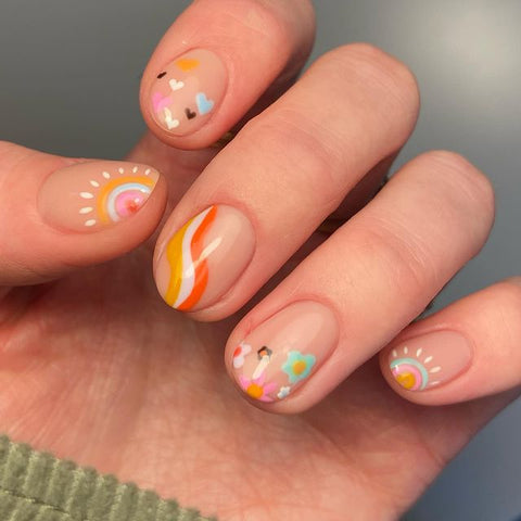 colorful painting nails