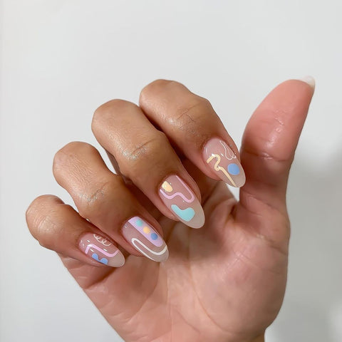 Spring Colors Abstract Almond Nails