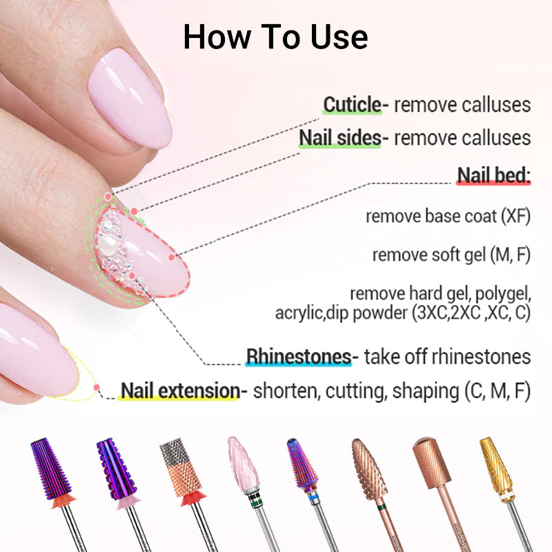 10 Pcs Tungsten Alloy Nail Drill Bits Professional Remove Gel Acrylic  Cuticle Nail Drill Bits For Gel Nails Tips | Fruugo BE