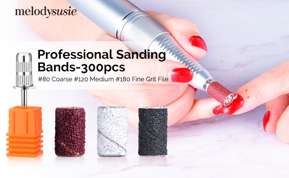 100PCS 180# Sanding Bands Set Nail Drill Machine Bits Manicure Pedicure  Tool Set | eBay