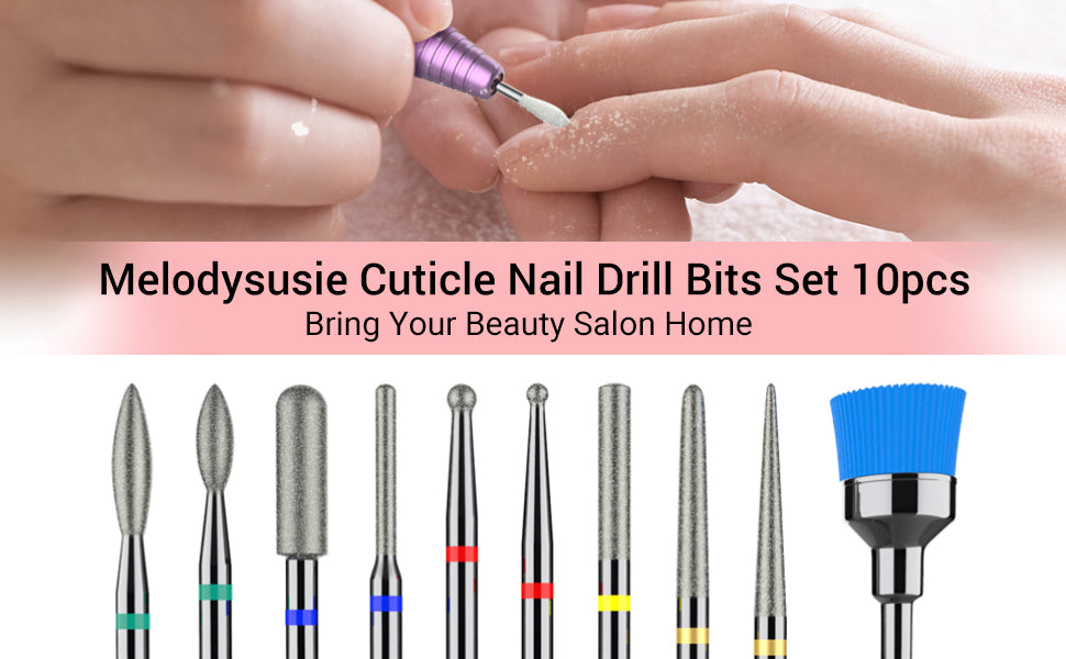 MelodySusie Diamond Cuticle Nail Drill Bits Set 10pcs, 3/32''(2.35mm)  Professional Efile Nail Bit Fine Grit for Acrylic Gel Nails Prep, Nail Art  Tools for Manicure Pedicure Home Salon Use : Amazon.in: Home