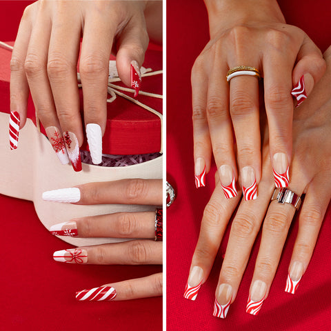 white and red nail design