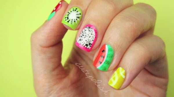 nail art, nail design, fruit, nail polish, colorful, tasty, cute, adorable, fashion, trend,style