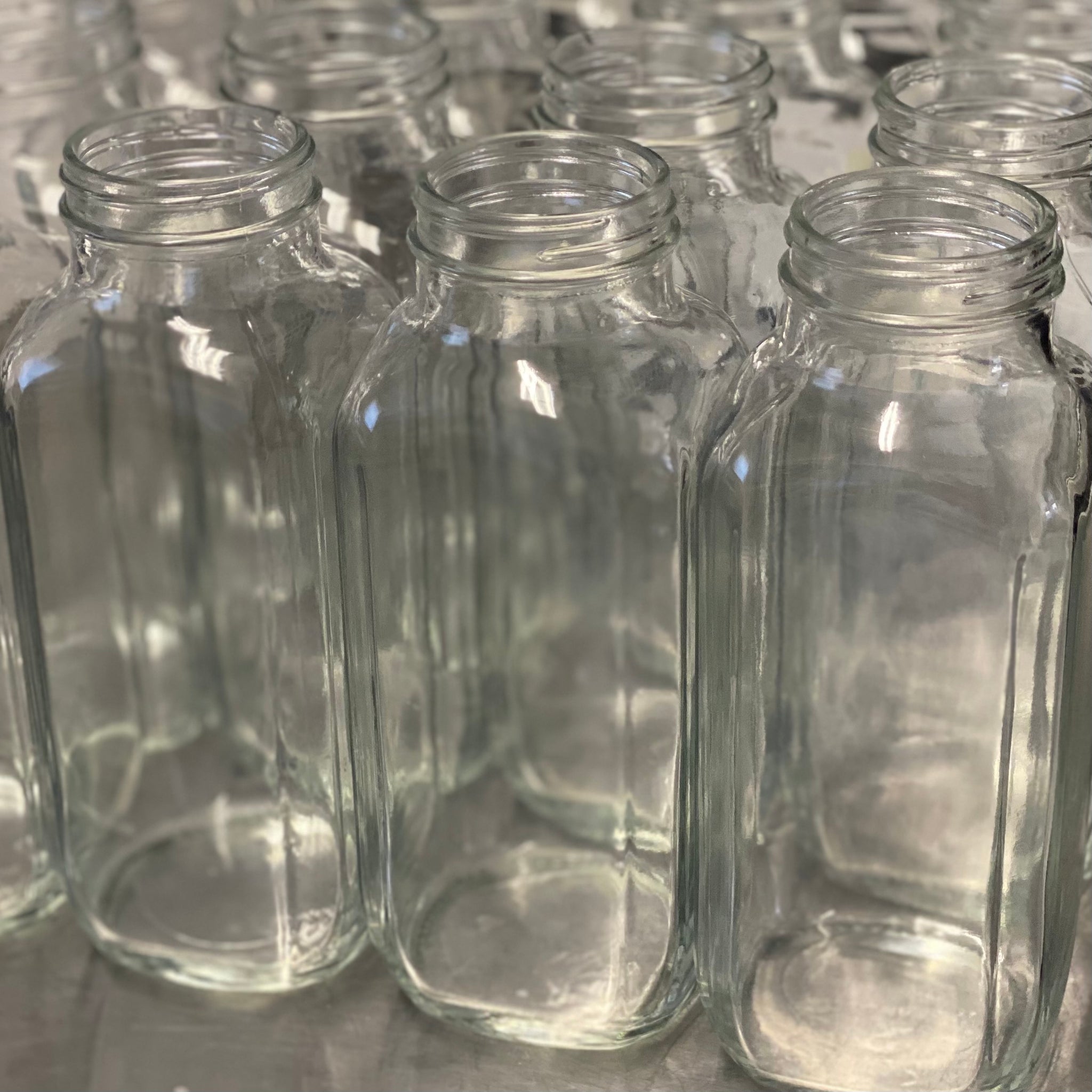 2 oz clear glass french square bottles