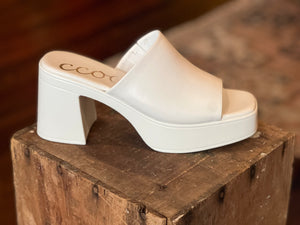 Monica Bold Platform Heel Sandal White - Boutique Bliss