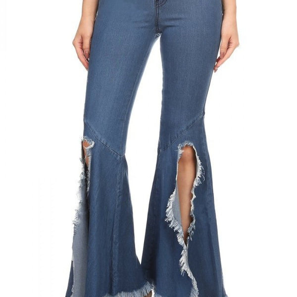 destroyed bell bottom jeans