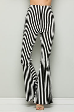 black and white striped flare pants