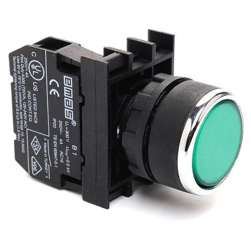 Emas Green Push Button 22mm Diameter 2 Nc B2dy Acdc Drives