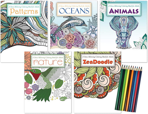 Adult Coloring Books 10 Pack  ZENDOODLE: Stress Relieving Coloring Bo —  ZoCo Products