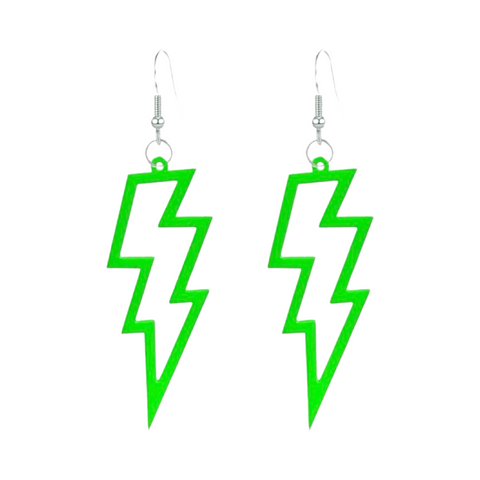 Neon Pink Solid Acrylic Lightning Bolt Earrings  Donuts and Whisky