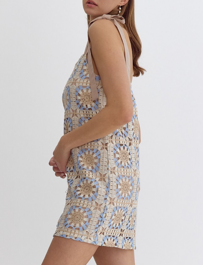 Strappy Crochet Dress – Azure & Lavender