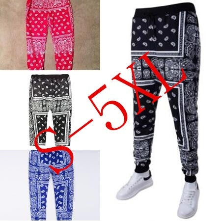 

Autumn New Design Jogger Pants Bandanna Cashew Flowers Spliced Hip Hop Trousers Mens/boys Casual Streetwear Long Pants (XXXXL / black)