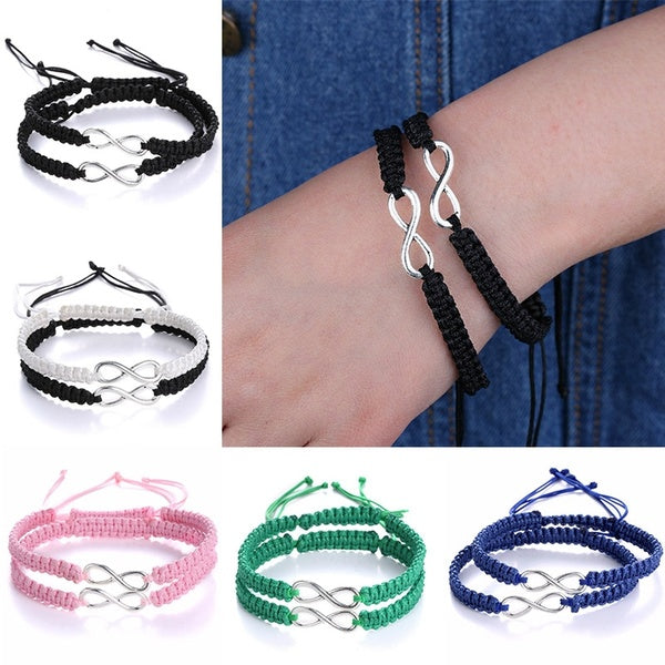 

2Pcs/Set Handmade Bracelet Sets Friendship Bff Best Friend Infinity Love Couples Bangle Valentines Day