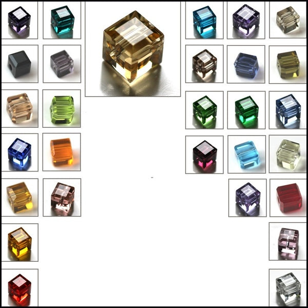 

4/6/8/10mm Crystal Square Cube Beads (8 mm / gold)
