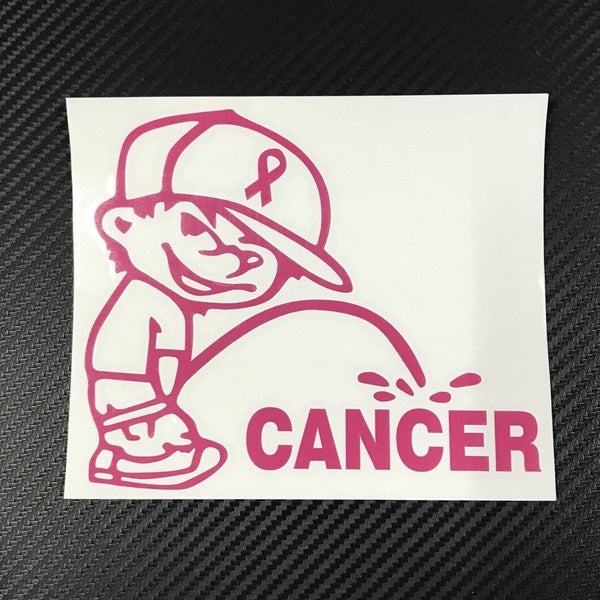 

6" Pissing PEE ON Cancer Funny Decal Sticker (yellow)
