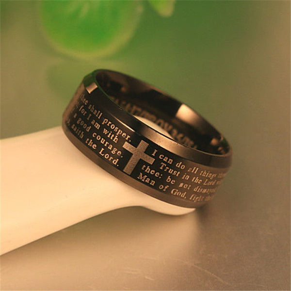 3 Colors Titanium Steel Ring Cross Bible I Can Do All Things Christian Church Rings 6 silver