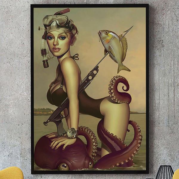 

Fishing Woman and Octopus Art Print