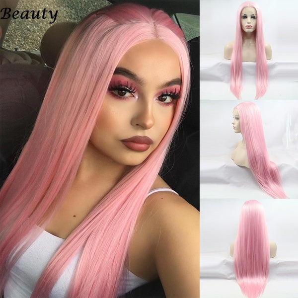 

Long straight pink wig (22 " / pink)
