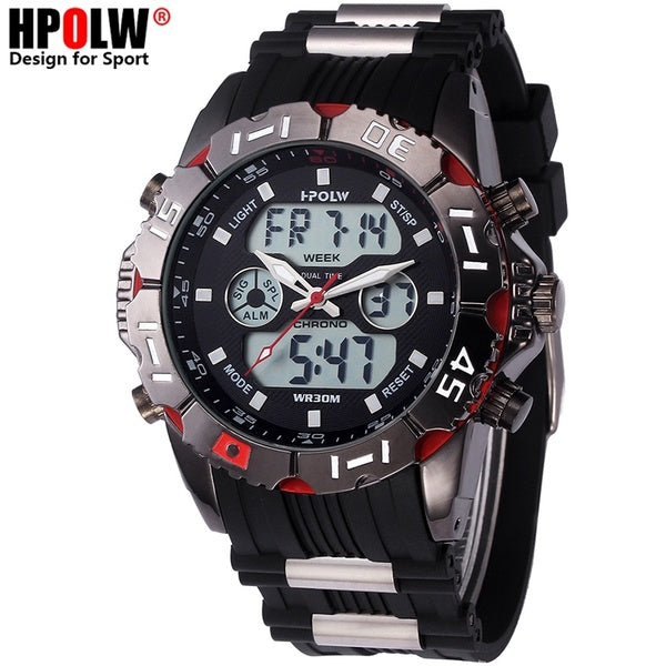 Mens Rubber Strap Waterproof Sport Watch 140 g red