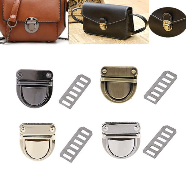 

Metal Clasp Turn Lock Twist Lock for DIY Handbag Bag Purse Hardware Closure Bag Parts Accessories (3cm by 3cm / black)