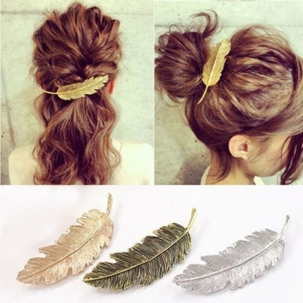 

Feather Hairpin Ponytail Clip (bronze)