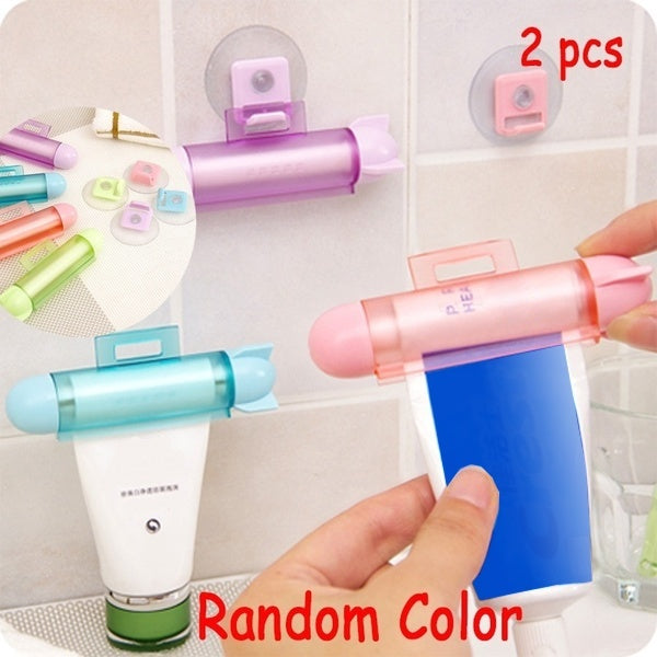 

2PCS/4PCS ABS Cute Rolling Squeezer Toothpaste Dispenser Tube Partner Hanging Holder (1 Pack - 2 PCS / green)