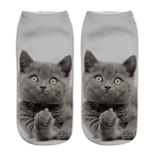 

1Pair Cartoon Middle Finger Cat Unisex Soft Cotton Socks Ankle Socks Men Women Fashion Short Socks (1 Pair / white & blue)