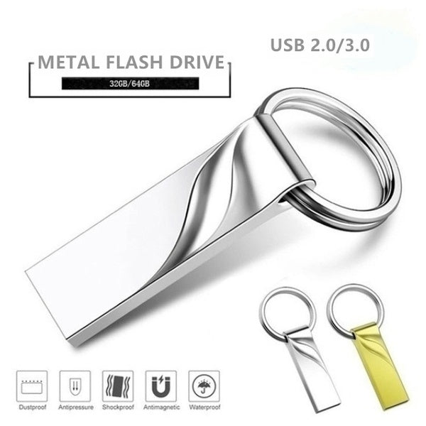 

1PC/2PCS 32GB/64GB Metal USB Disk Memory Drive USB2.0/USB3.0 Flash Drives USB Stick Water-resistant Pen Drive Keychain