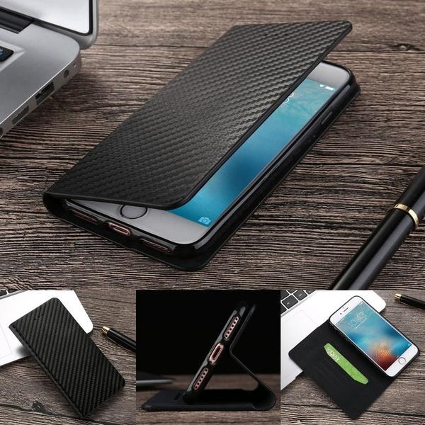 

Magnetic Carbon Fiber Black Leather Wallet Phone Case (iPhone 8)