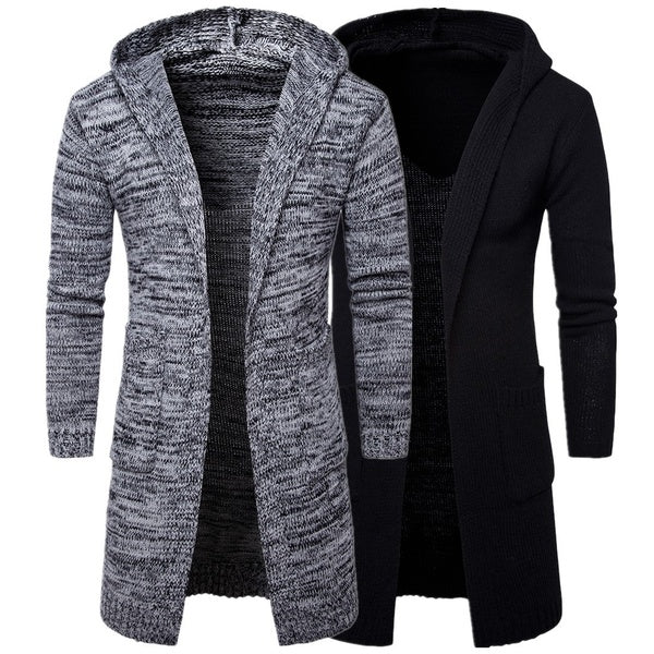

Men's Hooded Cardigan Sweater Coat Thickening Trend Euramerican Tide Sweater (S / gray)