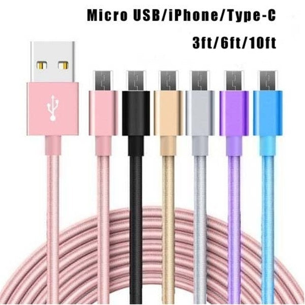 

Extra Long High Quality Nylon Braided Micro USB Cable Fast charge cable Data Sync USB Cable Cord for iPhone/Android/Type-C 1/2/3M (2M/6ft for iPhone / purple)