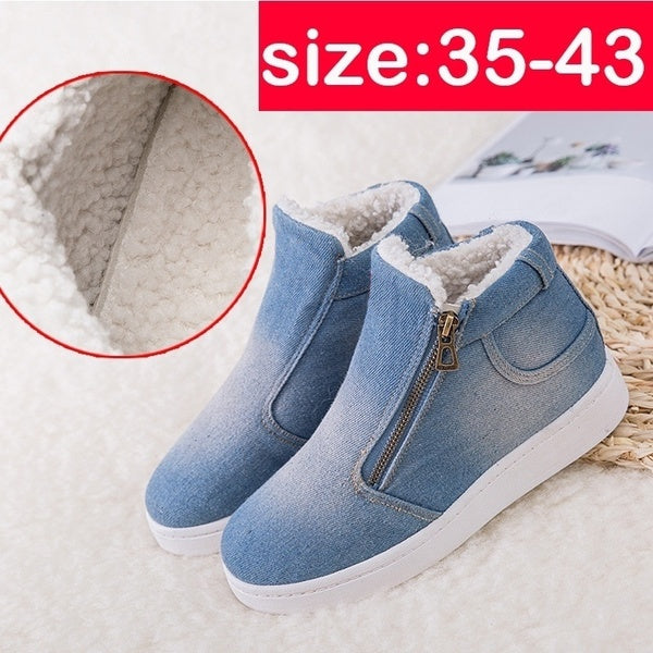 

New Fashion Women Jean Style Boots Snow Warm Winter Fur Ankle Boots Ladies Winter Boots