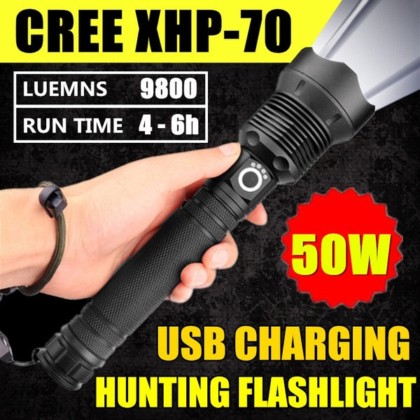 

50W CREE XHP70 Outdoor Hunting High Power LED Flashlight