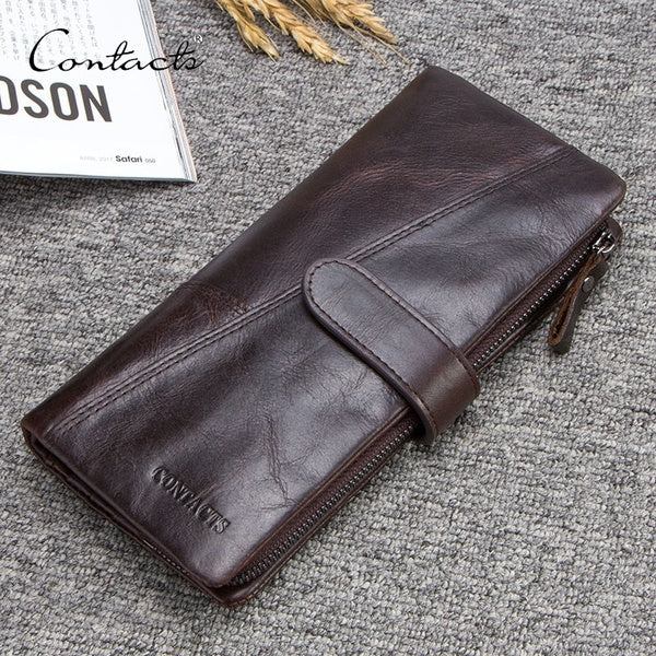 

Contact's Retro Genuine Leather Long Wallet (brown)