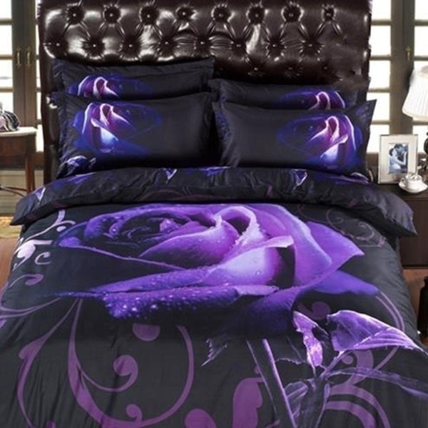 

Purple Rose Duvet Cover and Sham Set