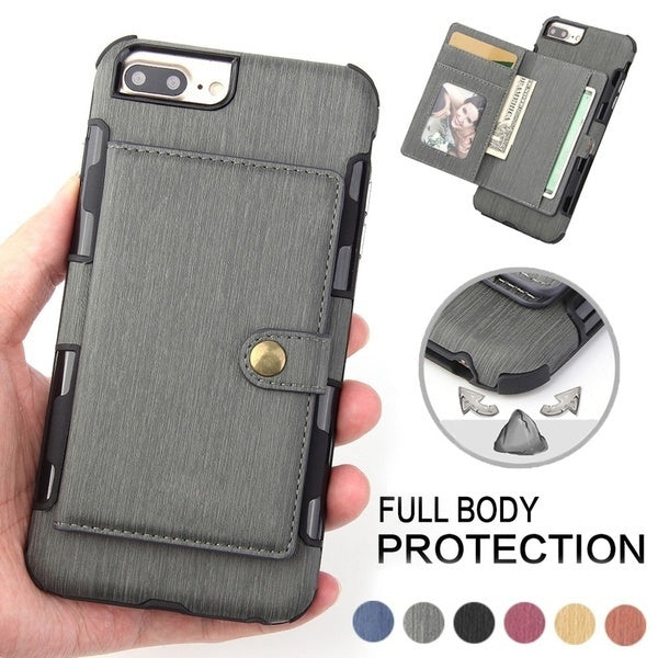

Luxury Buckle Brushed Texture PU Leather Flip Wallet Cover for iPhone X/8 8 Plus/7 7 Plus/6 6s Plus/Samsung Galaxy S8/S8 Plus/S9/S9 Plus/Note 8 Protective Case