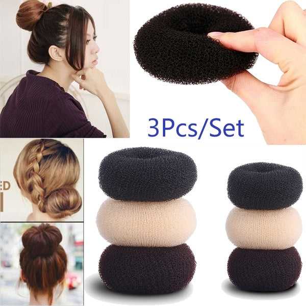 

3Pcs Women's Shaper Donut Hair Styling Tool (3Pcs(S&M&L) / black)