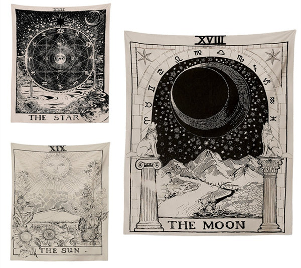 

Divination "The Moon" "The Star" "The Sun" Tapestry Wall Home Decoration Bedspread Mat 95cm*73cm/150*100cm/150cm*130cm/150cm*200cm/180cm*230cm (the moon-150cm by 130cm)