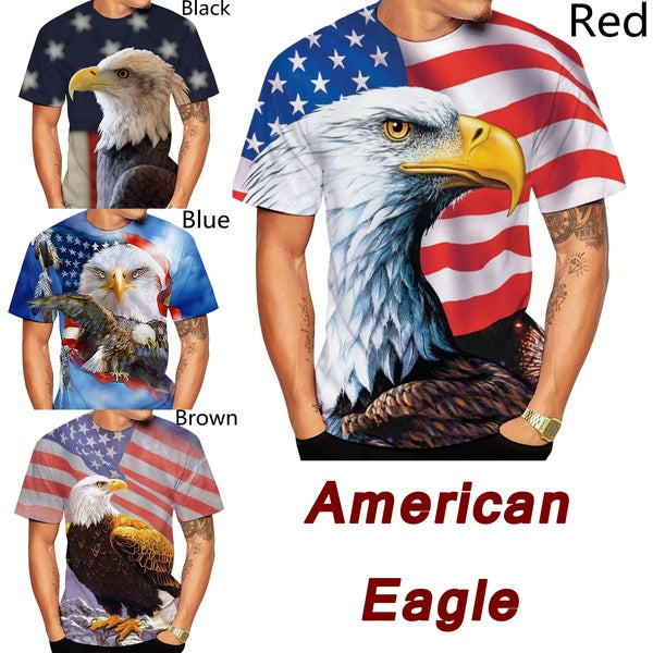 

American Flag Eagle T-Shirt (XXL / blue)