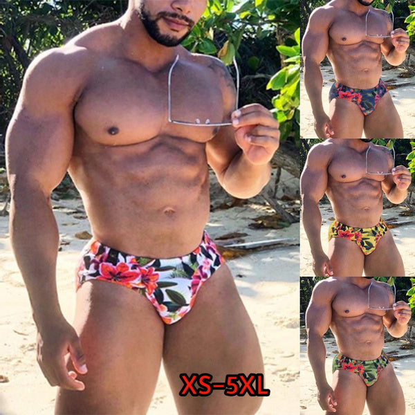 

Men's Floral Swim Underwear Briefs (XXXXXL / white)